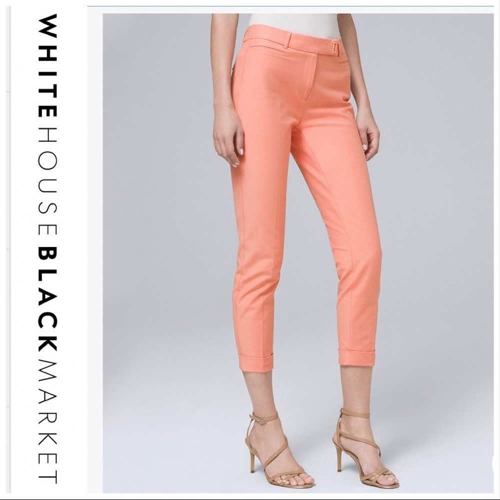 NWT! WHBM CORAL HAZE - SLIM CROPPED PANTS